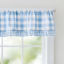 Curtainworks Buffalo Plaid Window Valance, 58 x 14 in, Blue White, 1-Piece | Kitchen, Check Farmhouse