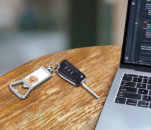 Miniatura 6 de WIRESTER Llavero de metal para abridor de botellas, llavero para cocina, bar, restaurante, fácil de llevar, lindo perro perdiguero dorado guiño