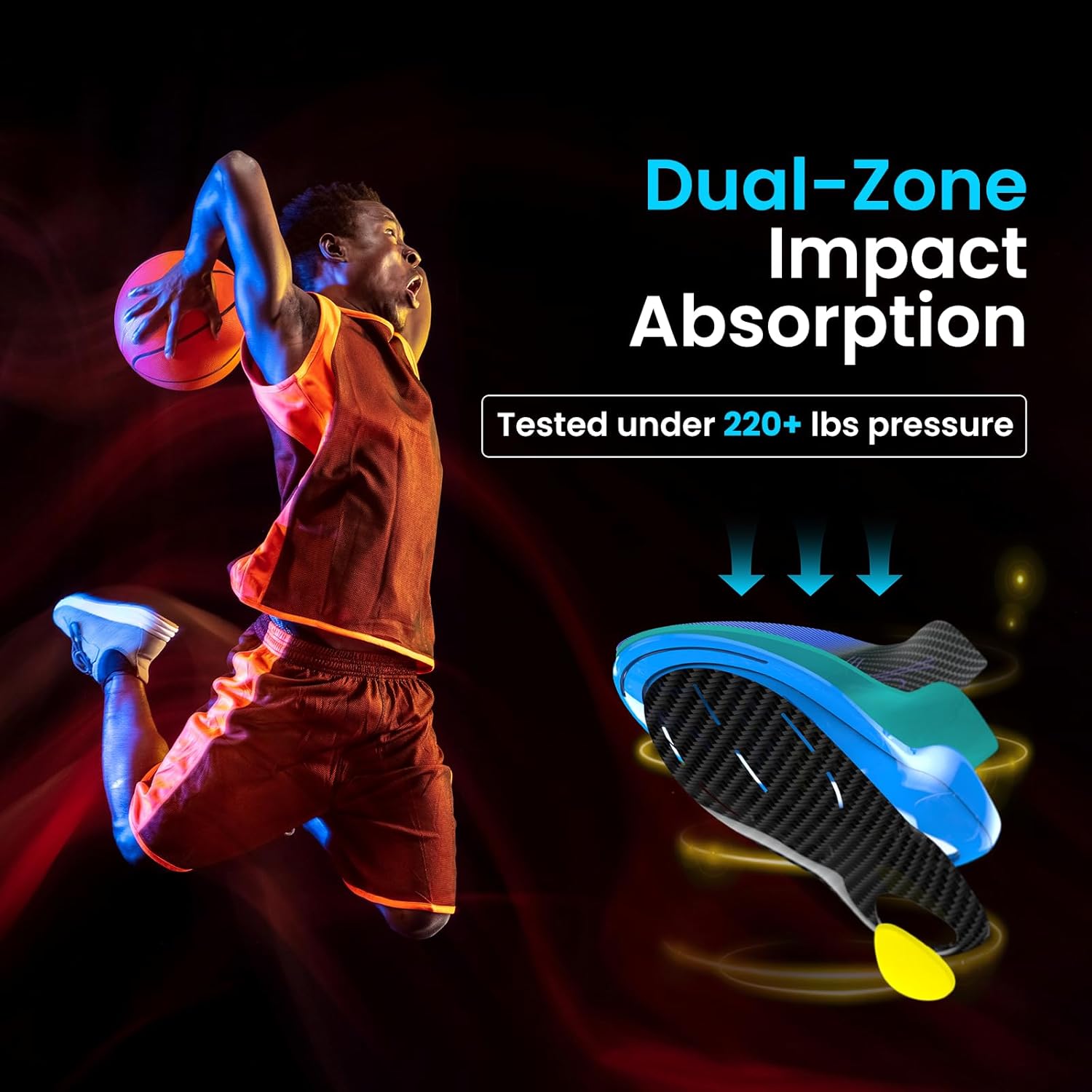 Bukihome Carbon Fiber Insoles -(1 Pair) High Arch & Rigid Support - Extra Energy Return - Non-Cleated Shoes - Running, Hiking - Injury Prevention - Volleyball, Basketball, Racquet Sports - XL - Image 2