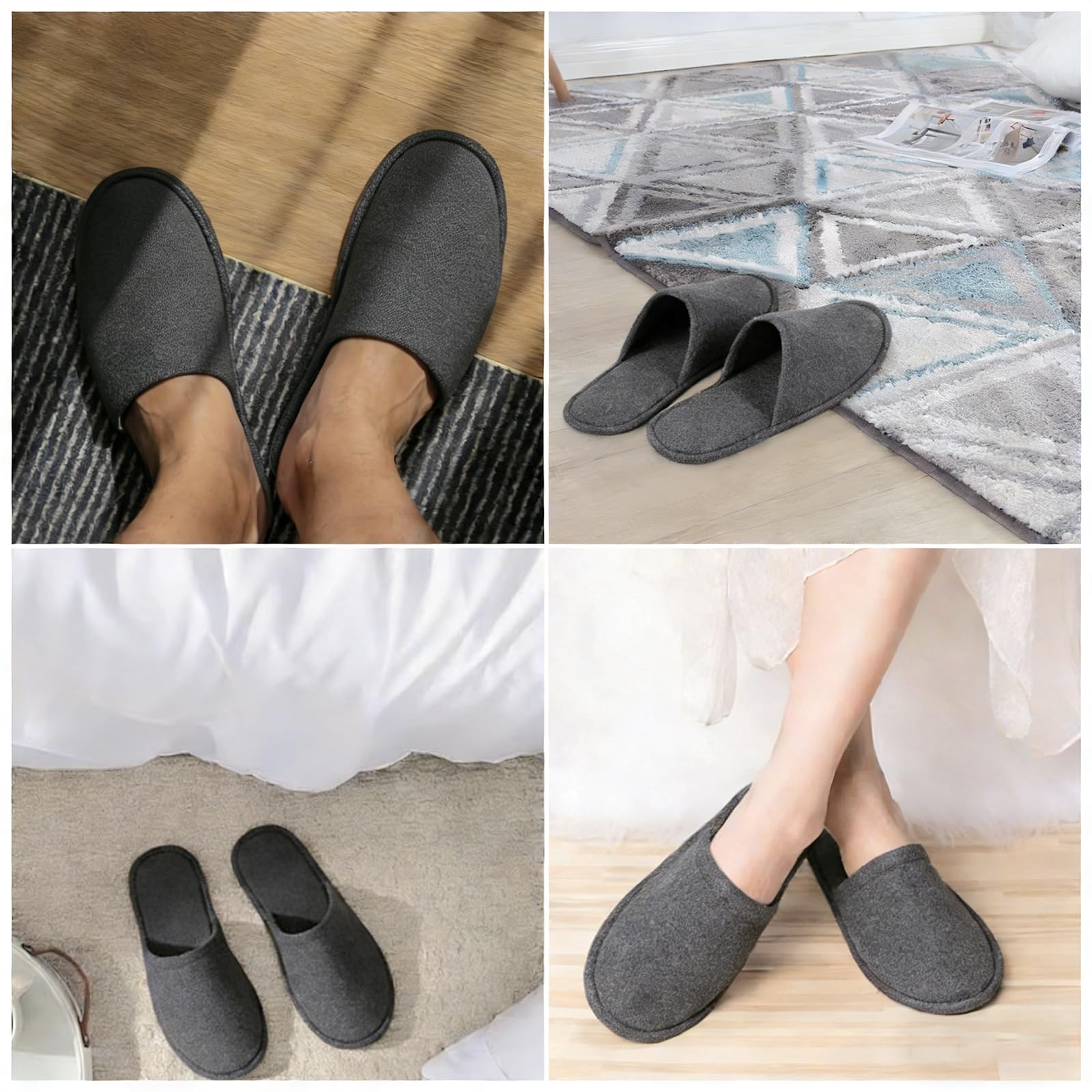 Ciabatte Ospiti,4 Paia Pantofole Ospiti,Ciabatte da Viaggio,Pantofole Chiuse,Pantofole Monouso per Hotel,Antiscivolo,Lavabili,Spugna Premium,Misura Universale,per Unisex,Viaggi,Casa,Spa,Hotel