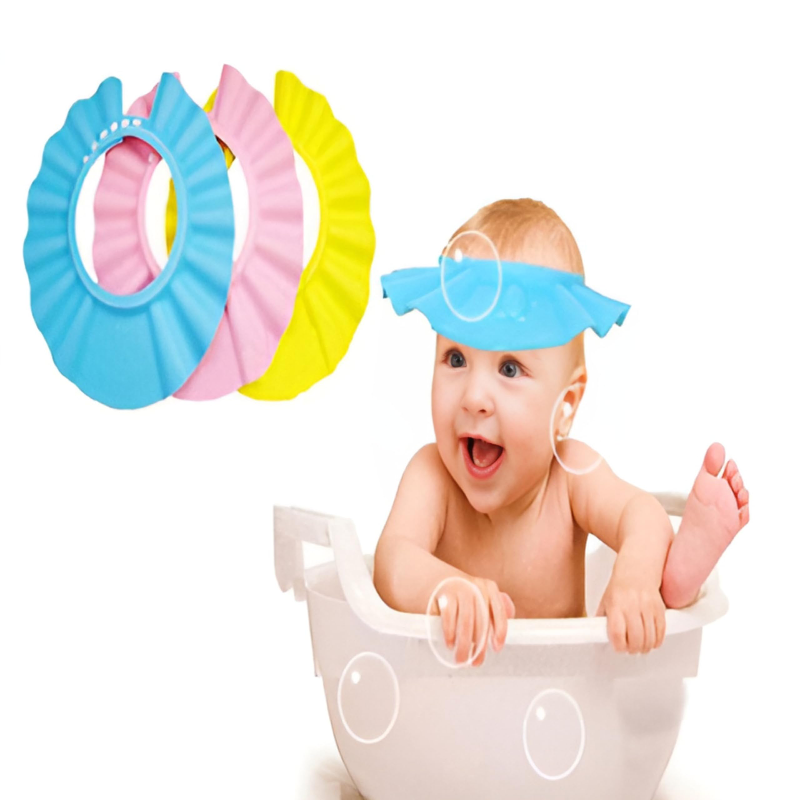 PARENCE.- Chapeau de Douche/Bain pour Bébé - Protection Tout-en-Un pour Visage