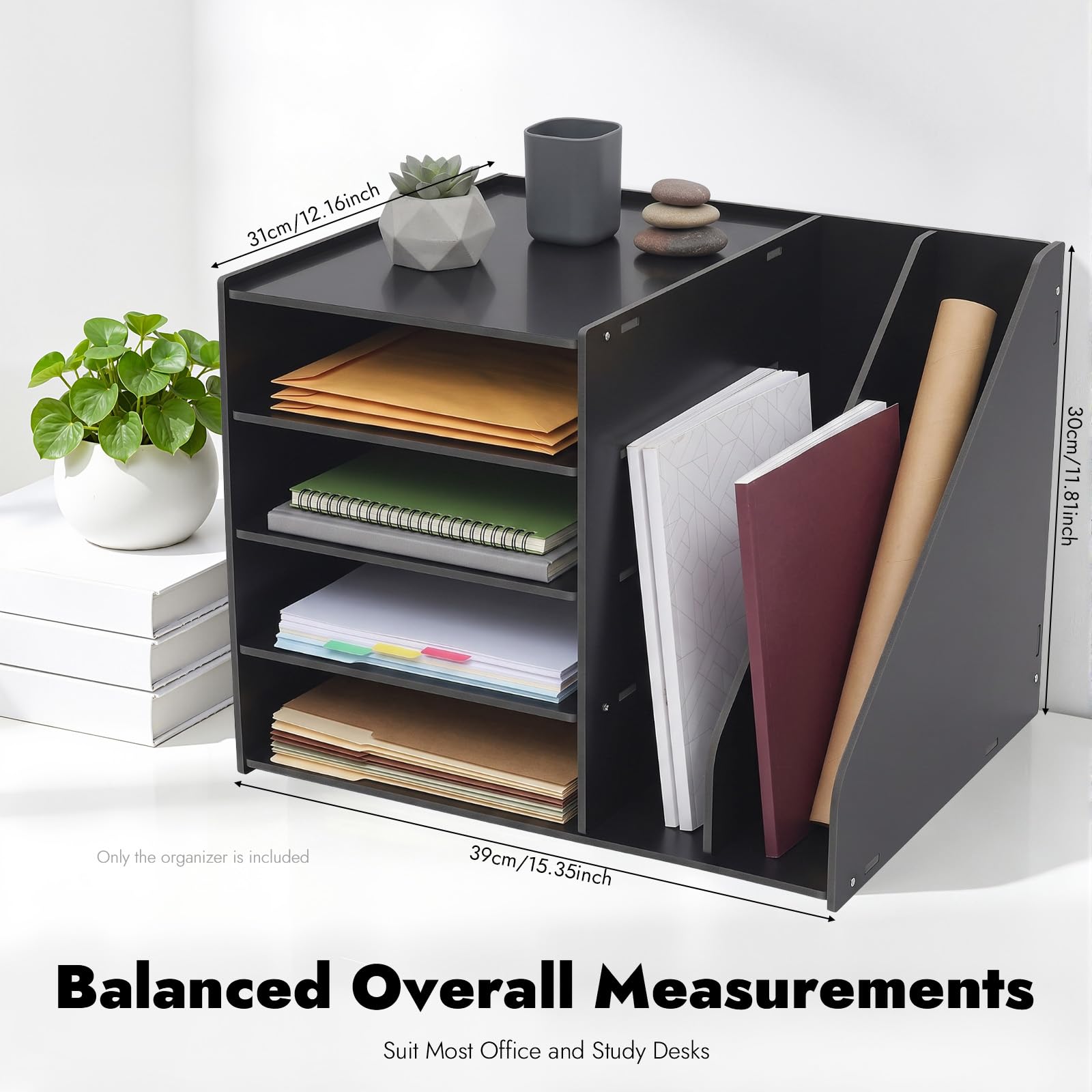 Organizzatore da ufficio, organizer per documenti A4 con 4+2 scomparti