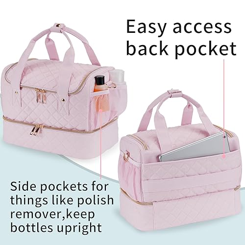 Miniatura 2 de Estuche organizador de esmalte de uñas, se adapta a 1 lámpara de uñas y 50 botellas, bonitos organizadores de uñas y almacenamiento con bolsillos