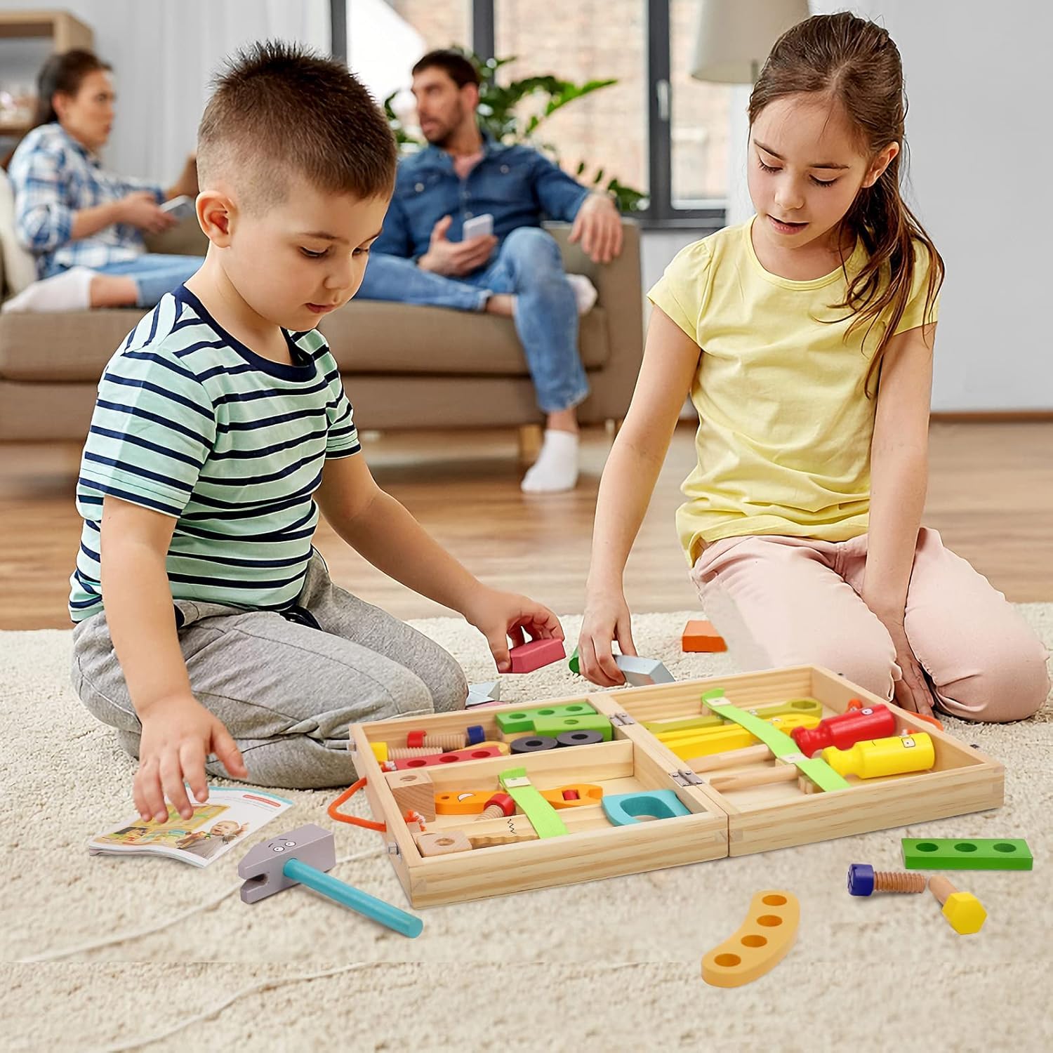 Wudly Construction Toys for Kids - 35-Piece Tool Kit for Kids with Toy Box, Realistic Tools, Educational Playset, Safe Durable Materials, for Boys and Girls Ages 3 and Up - Image 2 thumbnail