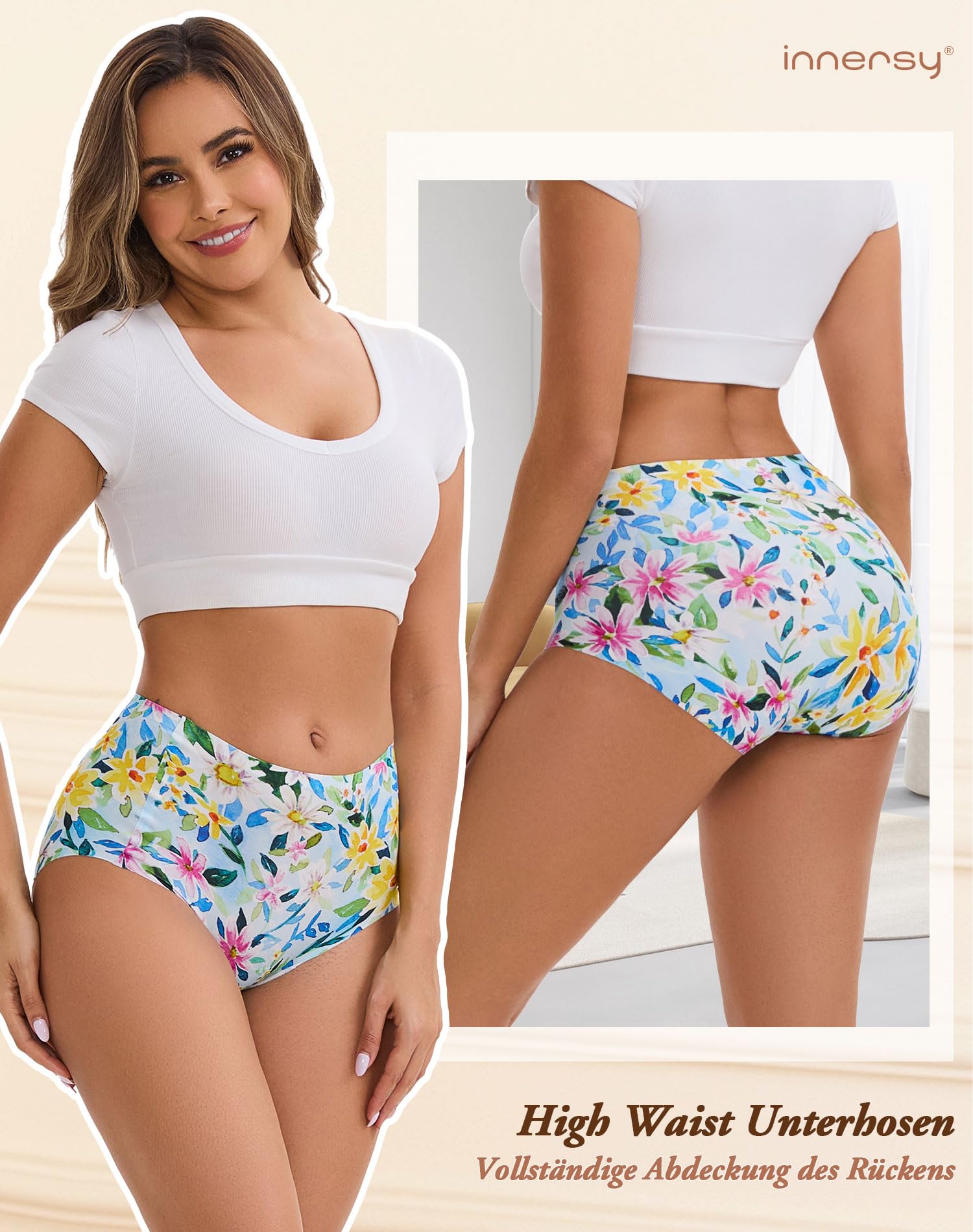 INNERSY Mutande Donna Senza Cuciture Vita Alta Slip Invisibili Microfibra Intimo Comodo Pacco da 3
