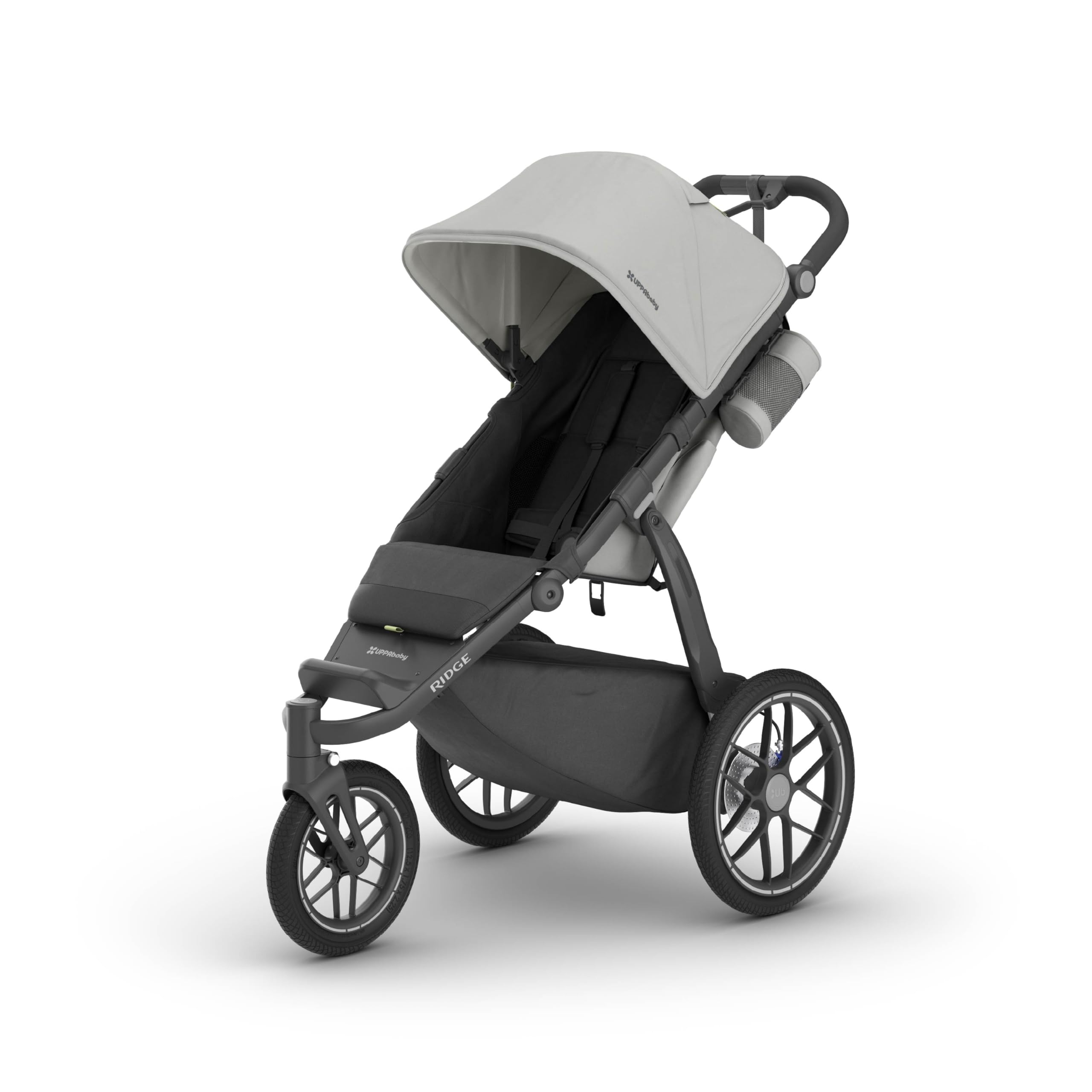 UPPAbaby Ridge V2 Jogging Stroller | All-Terrain Performance Suspension + Never-Flat Tires Built for Walking, Running + Trails | Water Bottle Holder Included | Savannah (Pearl Grey | Carbon Frame)