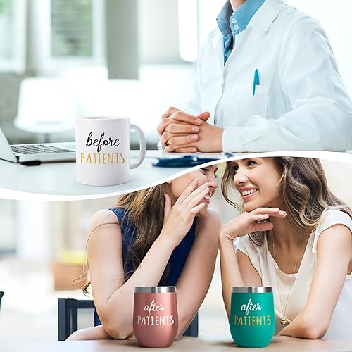 Miniatura 5 de Gtmileo Set de regalo para enfermeras para mujeres, 11 onzas, taza de café de 12 onzas, vaso de vino de 2 onzas, juego de regalo para enfermera,
