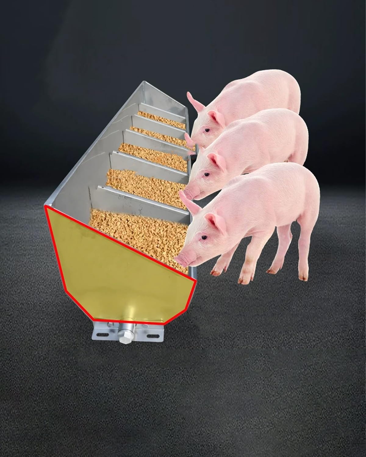 Comedero, Bebedero antiderrame para lechones, comedero para Animales de Granja, comedero para lechones, Bebedero para Aves de Corral, ovejas y Ganado Vacuno (99 cm de Largo, 5 Compartimentos