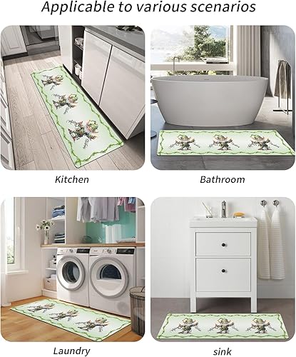 Miniatura 7 de Tapete de baño de gnomos verdes para bañera, tapete antideslizante de secado rápido y absorbente, tierra de diatomeas, fregadero de ducha para