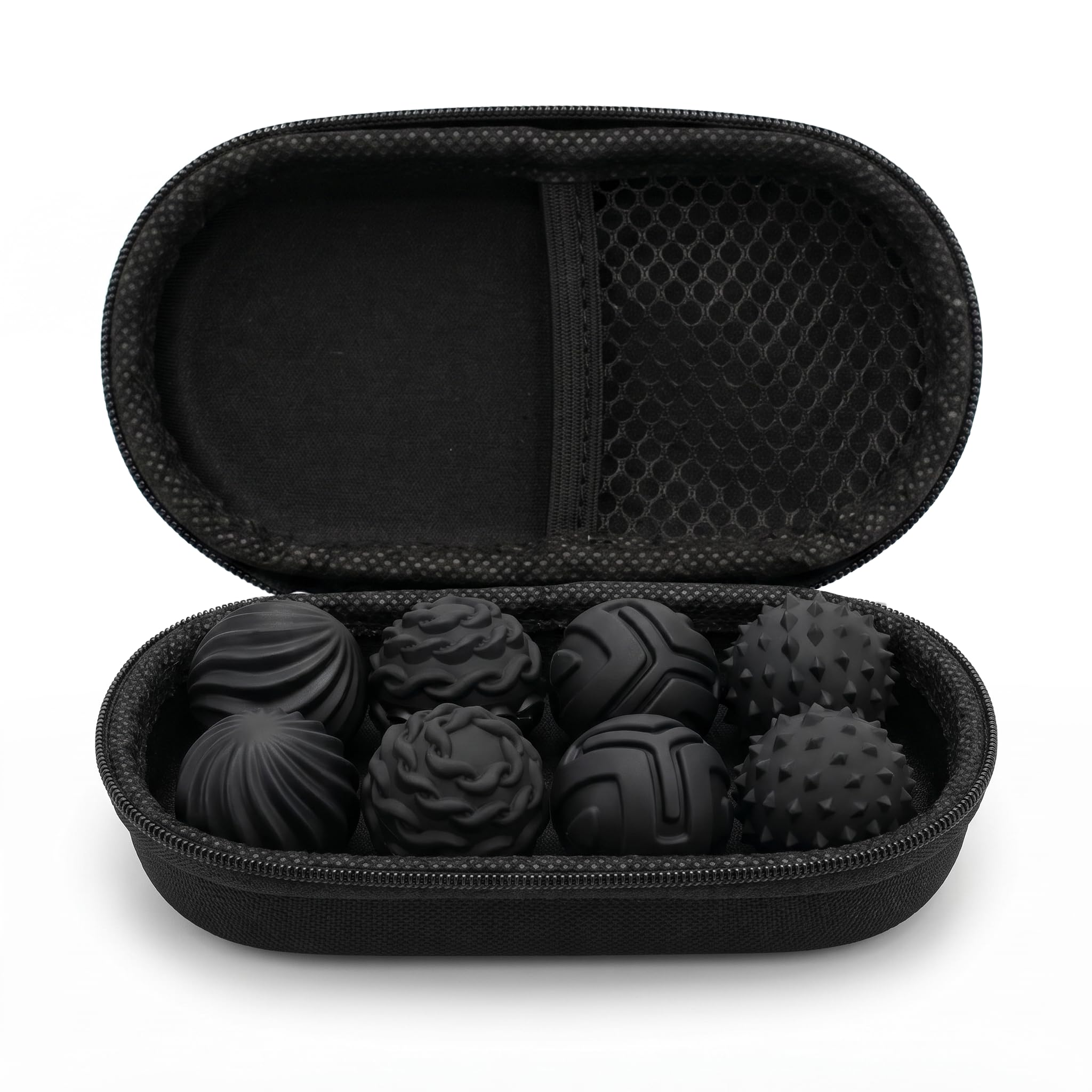 8 piece Magnetic Sensory Fidget Ball Stress Relief Desk Toy for Focus and Anxiety Soft Silicone Textured Surface 2 cm Diameter Quiet Portable Design (Black)