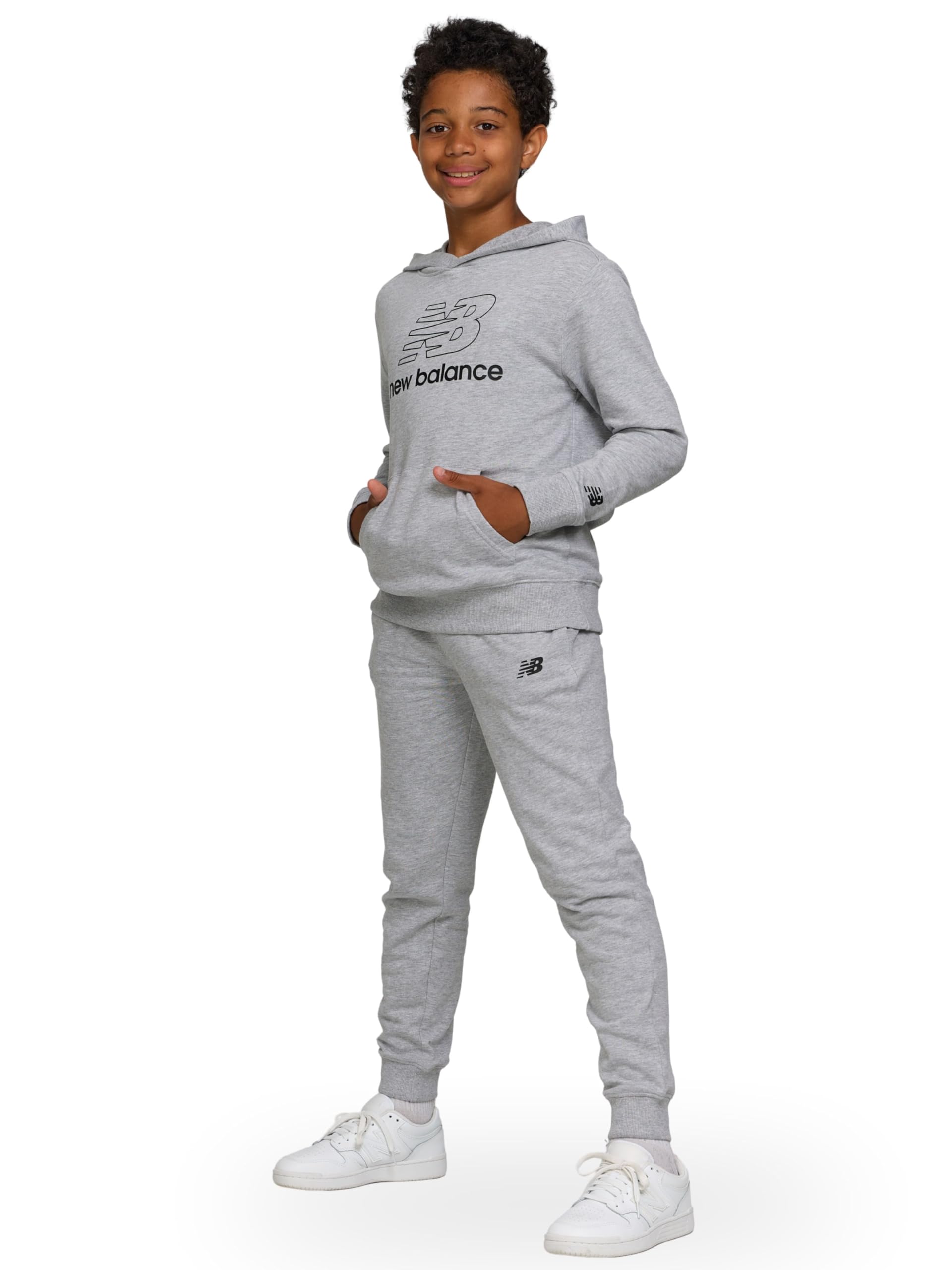 New Balance Boys Toddlers Athletic 2 Piece Soft Fleece Pullover Hoodie Joggers Sweatsuit Activewear Set 2T-12