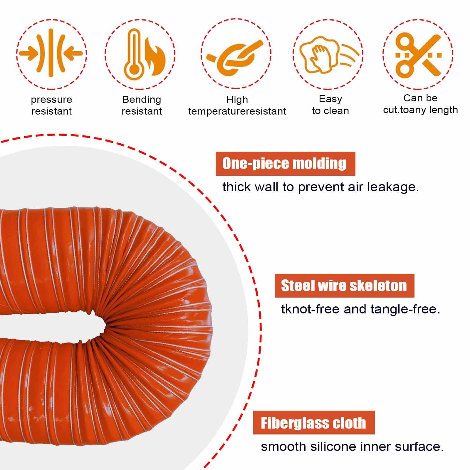 Tubo flessibile automobilistico della condotta dell'aria, condotta flessibile di raffreddamento del freno del silicone per il sistema dell'aria