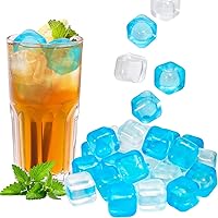Vista 8 de Paquete de 80 cubitos de hielo reutilizables que cambian de color para bebidas, coloridos cubos de hielo cuadrados de plástico sin diluir sin BPA