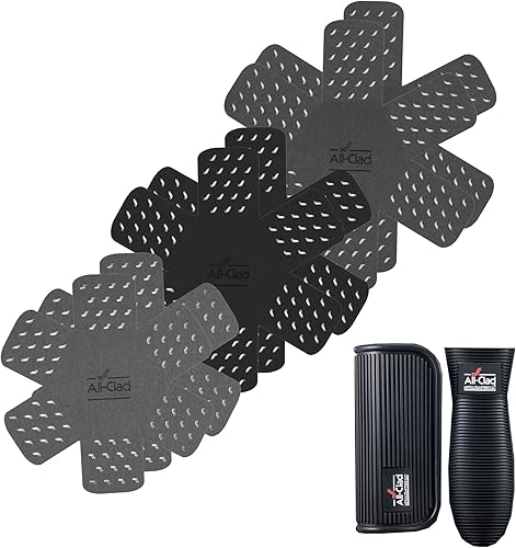 All-Clad - Juego de 8 protectores de olla y juego de agarre de silicona protectores de olla y sartén para la organización de la cocina, juego de