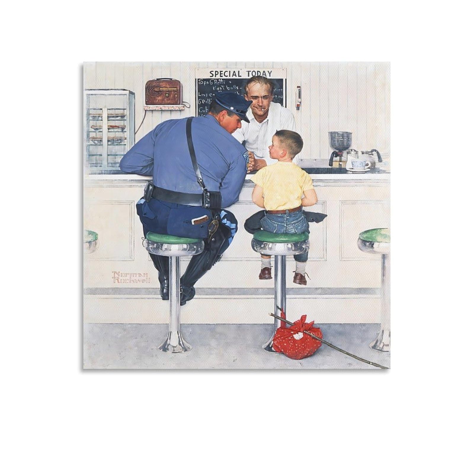 LZTEN Runaway by Norman Prints Rockwell Prints Posters Canvas Wall Art Oil Paintings Deco Unframed 12x12inch