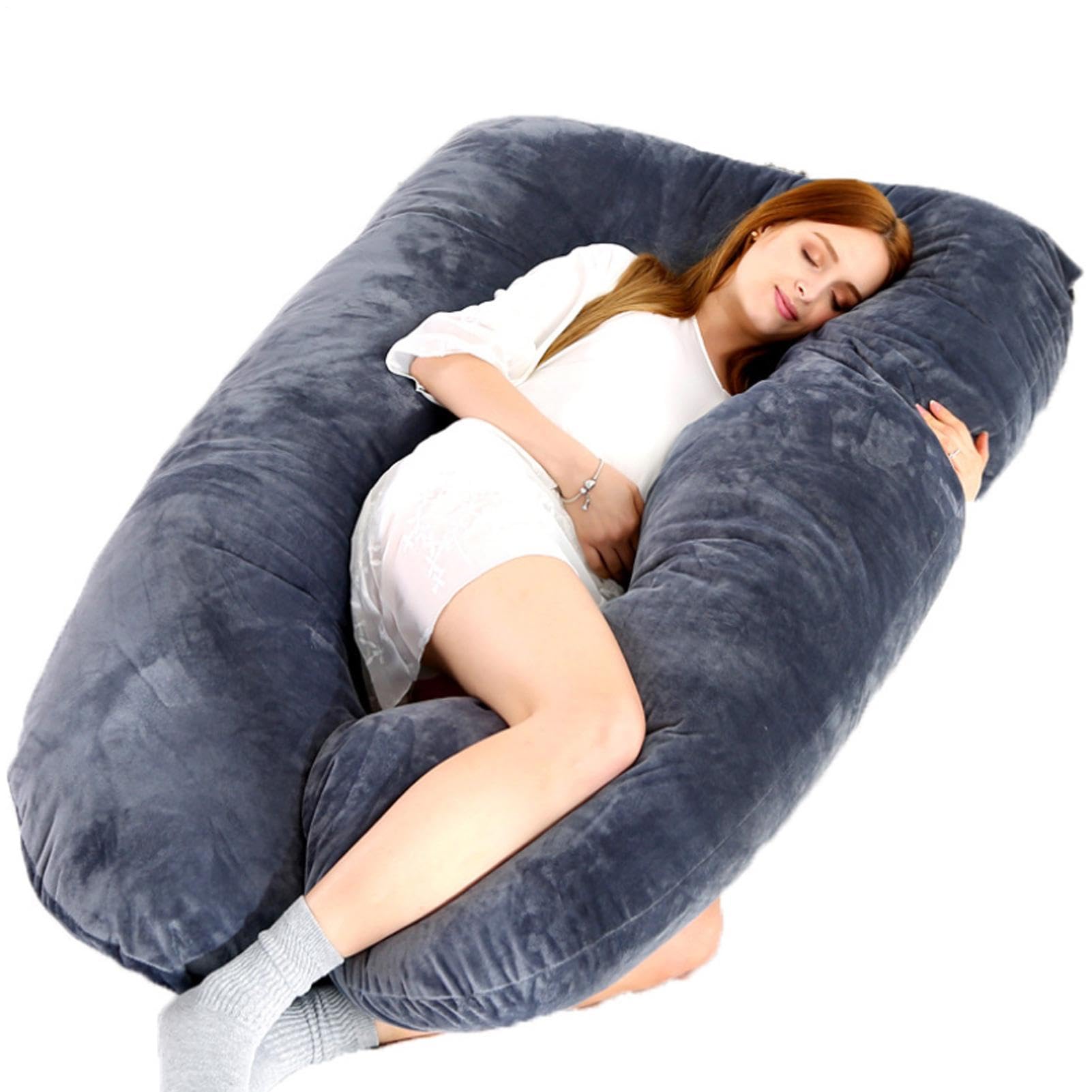 Almohada de cuerpo entero: almohada de maternidad en forma de U | soporte suave para cuello, brazos, abdomen, piernas | Aplicación flexible de cuerpo entero para adultos, cómoda noche de rela