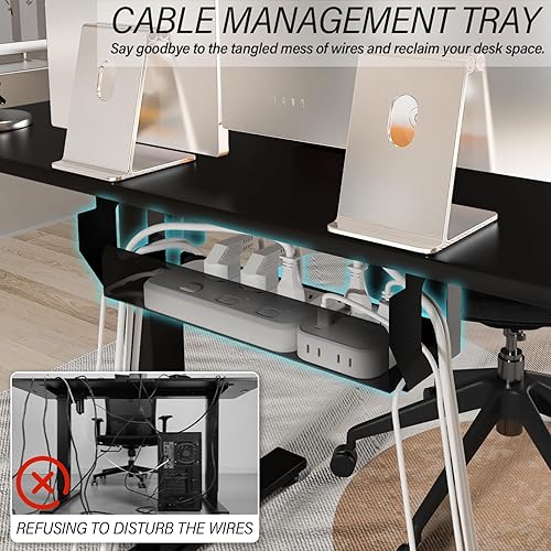 Miniatura 4 de Kingant Escritorio eléctrico de altura ajustable, escritorio de computadora para sentarse de pie de 48 x 24 pulgadas con memoria preestablecida,