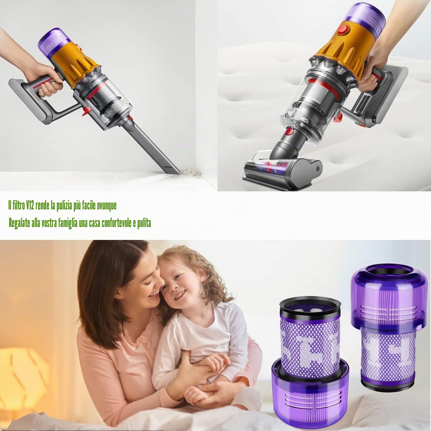 Rebirthcare 2 Pezzi V12 Filtro per Dy.son V12 Detect Slim Absolute Extra Pro Plus Motorhead Complete Total Clean Aspirapolvere, Parti di ricambio #DY-971517-01 (2*V12 Filtro)