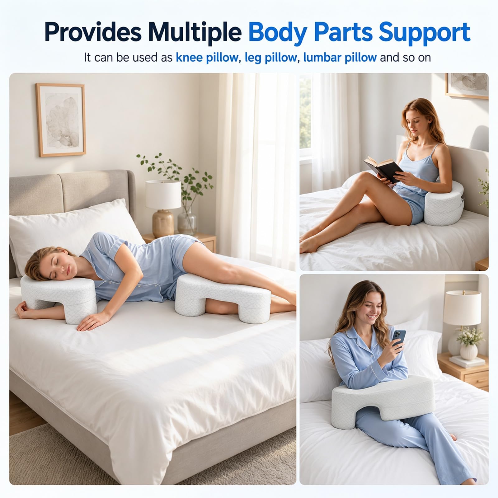 Cuscino ergonomico per dormire sul fianco, con foro per le braccia, design indipendente e multistrato, in memory foam, ortopedico, per chi dorme sul fianco, sulla schiena e sulla pancia, bianco
