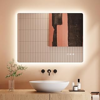 Dripex Badezimmerspiegel Led Badspiegel, Rechteckig, Touch-Schalter, Dimmbar, 3 Lichtfarbe Einstellbare Spiegel Bad mit Beleuchtung, Vertikal, Horizontal Montage Wandspiegel, Beschlagfrei 60x80 cm