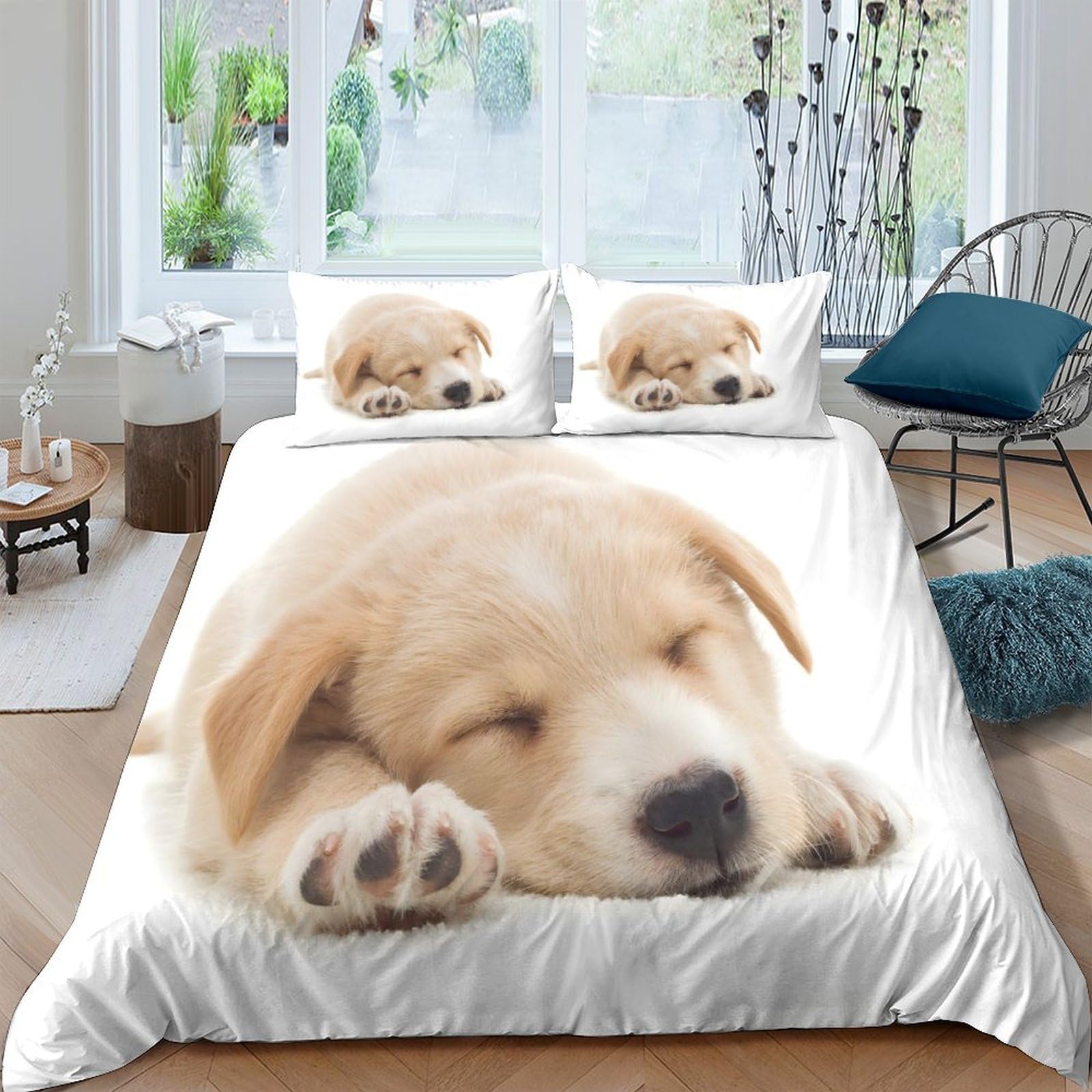 Ctjqhvkz Style-9 3D Printed Sleeping Labrador Puppy Fitted Sheet Microfiber Soft Mattress Cover For Bedroom Dorm Guest Room Decor Single（135X200cm）