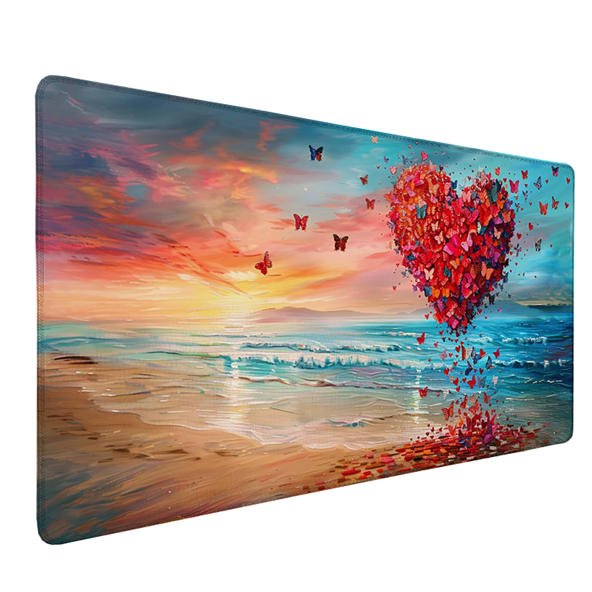 Czerwona podkładka pod mysz XXL, podkładka na biurko, 1200 x 600 cm, szyte krawędzie, antypoślizgowa gumowa podstawa, podkładka pod mysz, stabilna podkładka pod mysz na gładkich powierzchniach,