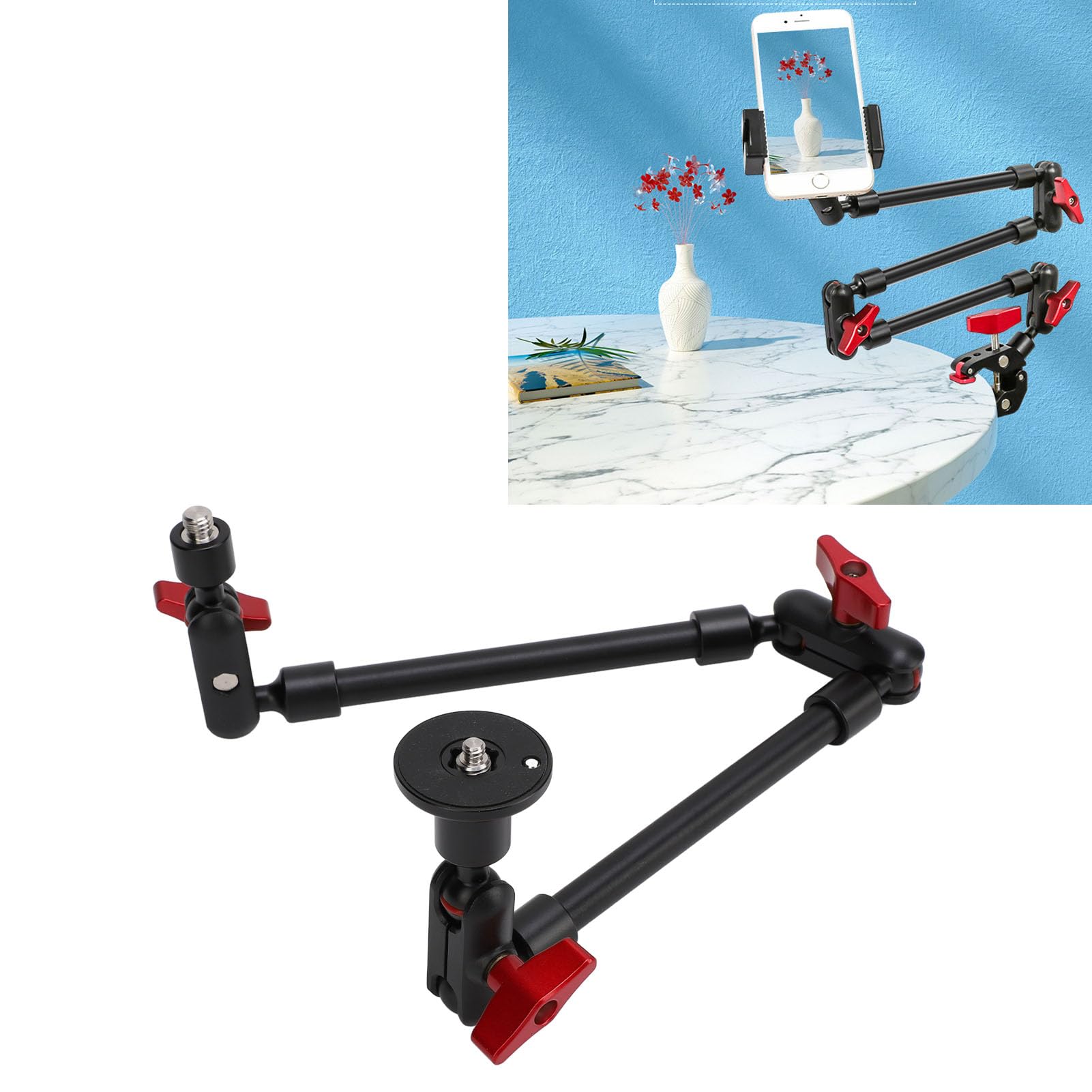 Staffa universale regolabile per supporto per fotocamera da scrivania con morsetto per fotografia (22 pollici 58x44x6,5 cm)