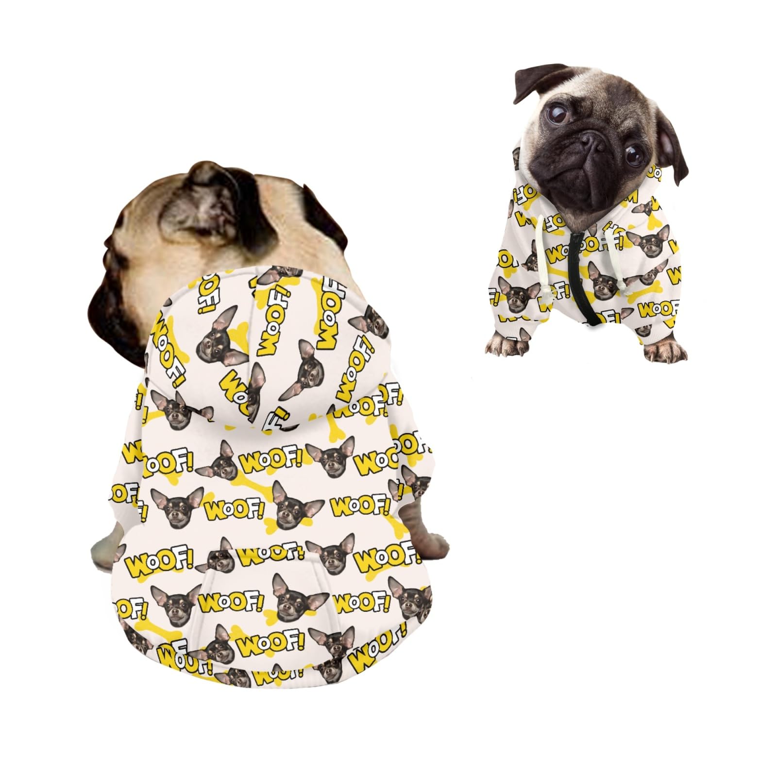 Kuiaobaty Chihuahua Dog Print Small Dog Clothes Outfit,Novelty Dog Hoodie - Pet Sweatshirt Jumpers Outfits for Medium Large Dogs — image 1