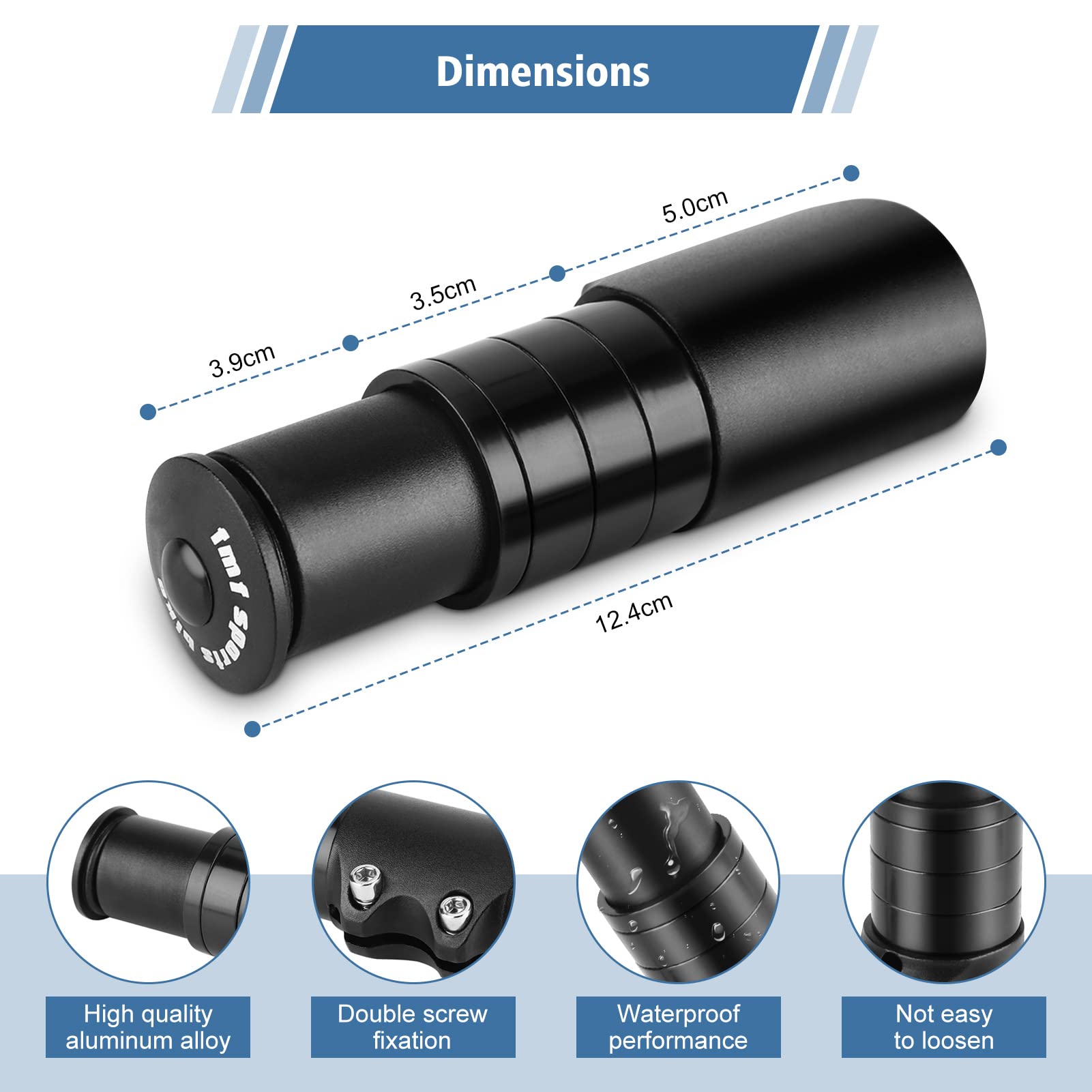 Yosoo Health Gear Trzpień roweru górskiego, 28,6 mm, przedłużacz trzonka, przedłużacz widelca, przedłużenie trzonka, stop aluminium, widelec rowerowy do roweru górskiego, czarny
