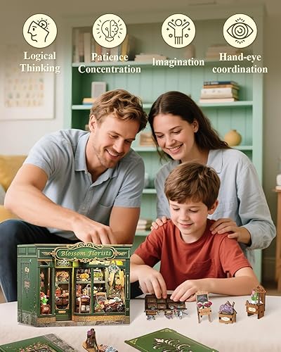 Miniatura 13 de Cutefun Kit de rincón de libros, kit de casa de muñecas en miniatura, kits de rincón de libros para adultos, sujetalibros con luz LED para Cuerdas