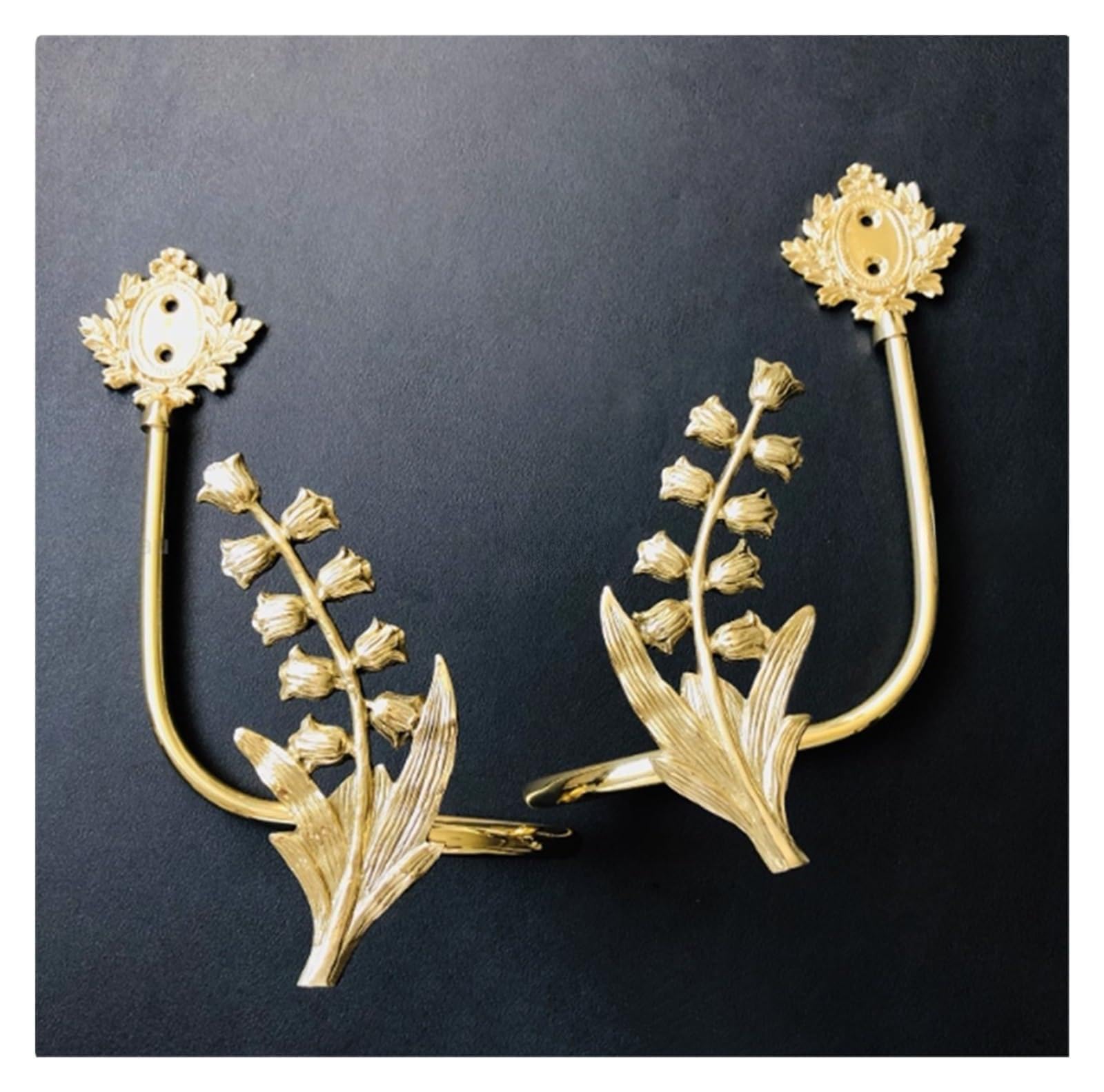Brass Curtain Tieback Hook Full Copper Wall Curtain Hook Orchid Bow Shape Buckles Holdbacks Mounted Decoration Hanger(D PAIR)