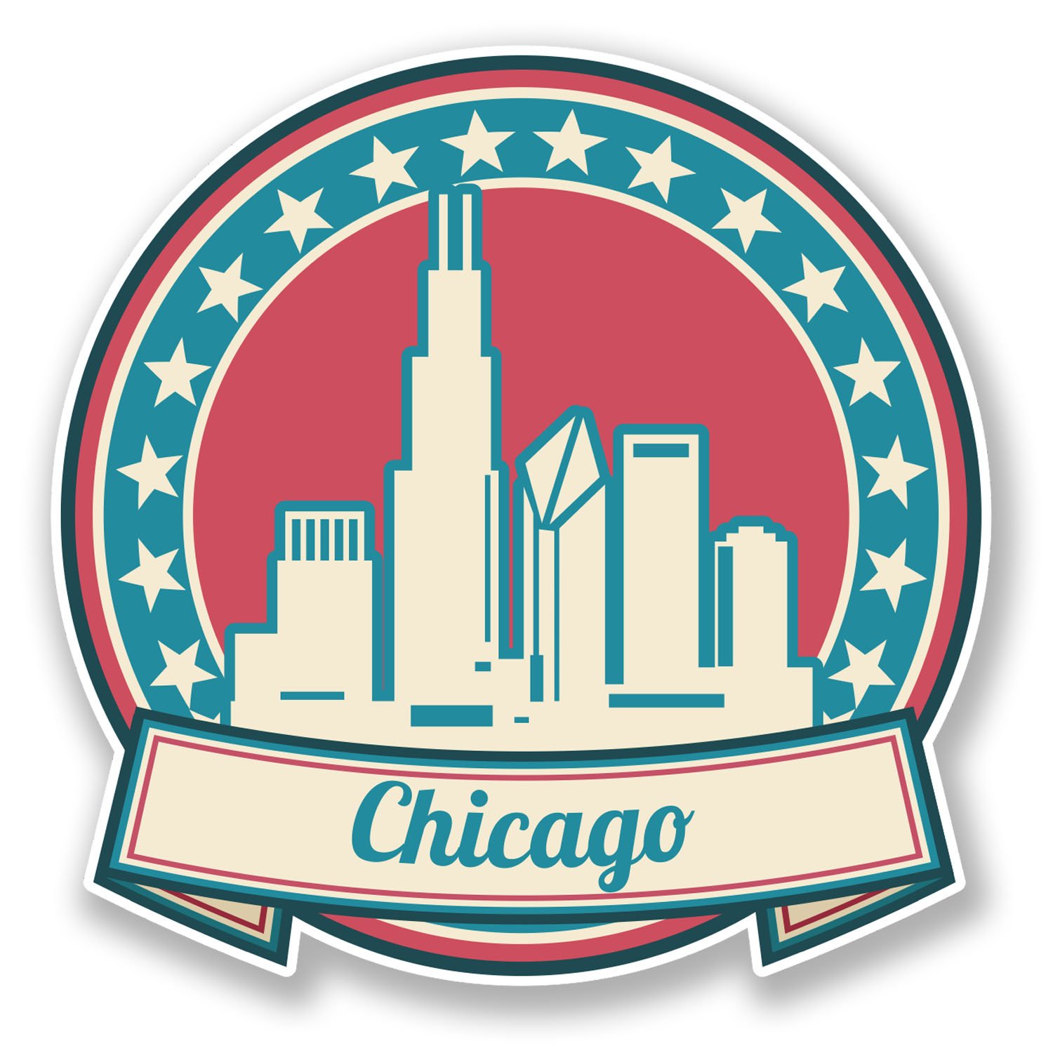 2 x 10cm Chicago Illinois USA America Sticker Car Laptop Travel Luggage #6747 (10cm x 10cm)