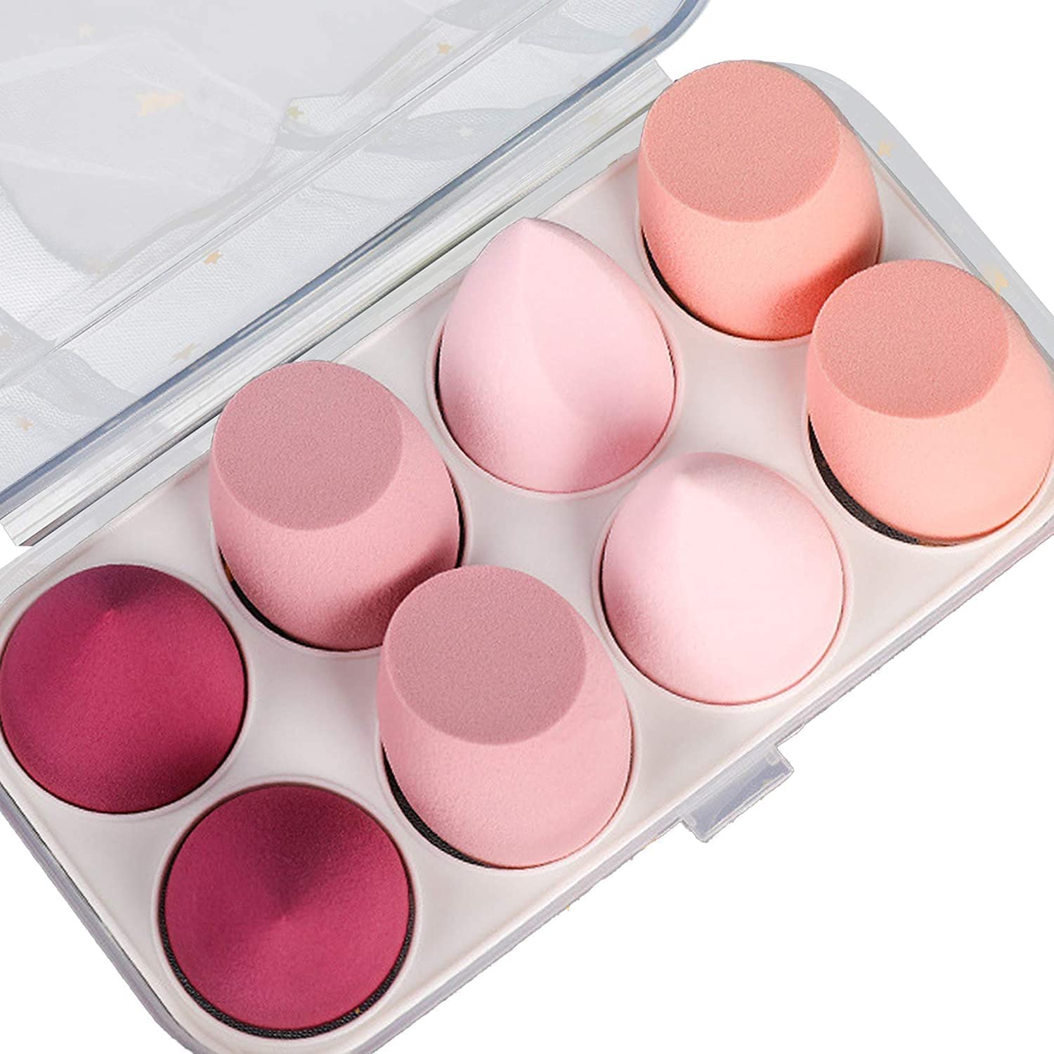 AISHU Beauty Blender Sponge 8 Pcs in A Storage Box,Makeup Cosmetic Puff Makeup Sponge With Storage Box Foundation Powder Sponge Beauty Tools Women Makeup Accessories (Multicolour)-picture-44