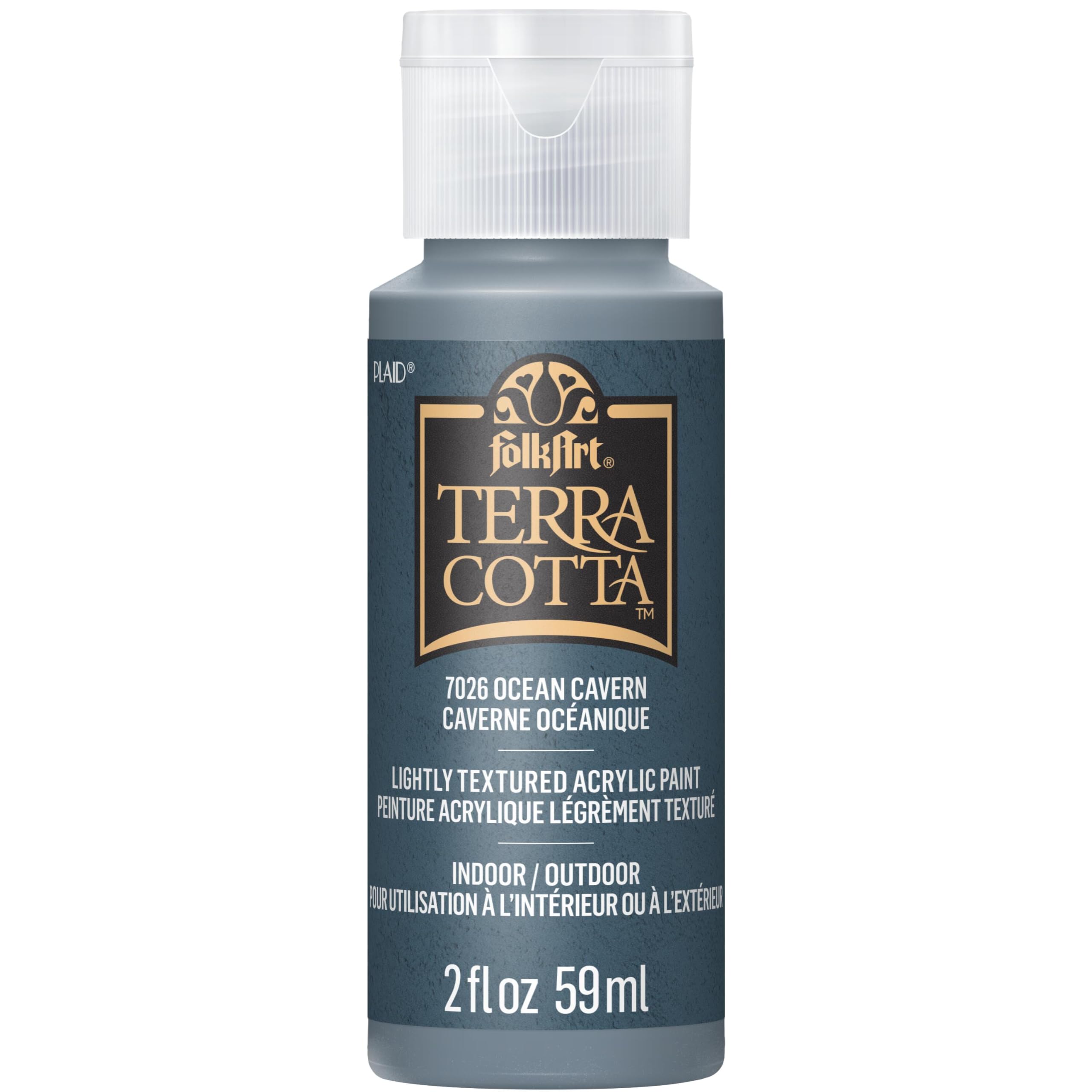FolkArt, Ocean Cavern 59 ml Assorted Acrylic 2 fl oz / 59ml Terra Cotta Paint For Easy To Apply DIY Crafts, Art Supplies With A Textured Finish, 7026