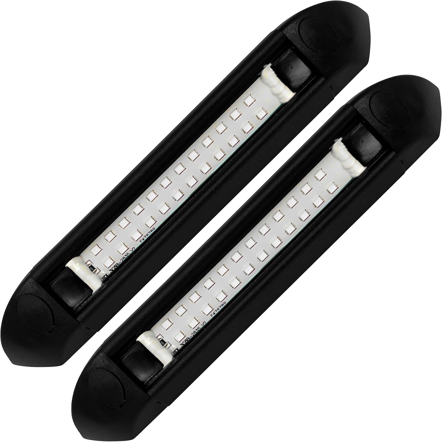 Command Electronics 12V LED Exterior Extruded Porch Light – Surface Mount Utility – IP67 Rating OEM RV, Camper, Bus, Truck, & Trailer – 8"x1.4"x1.4" – Black Case/White Light 2-Pack