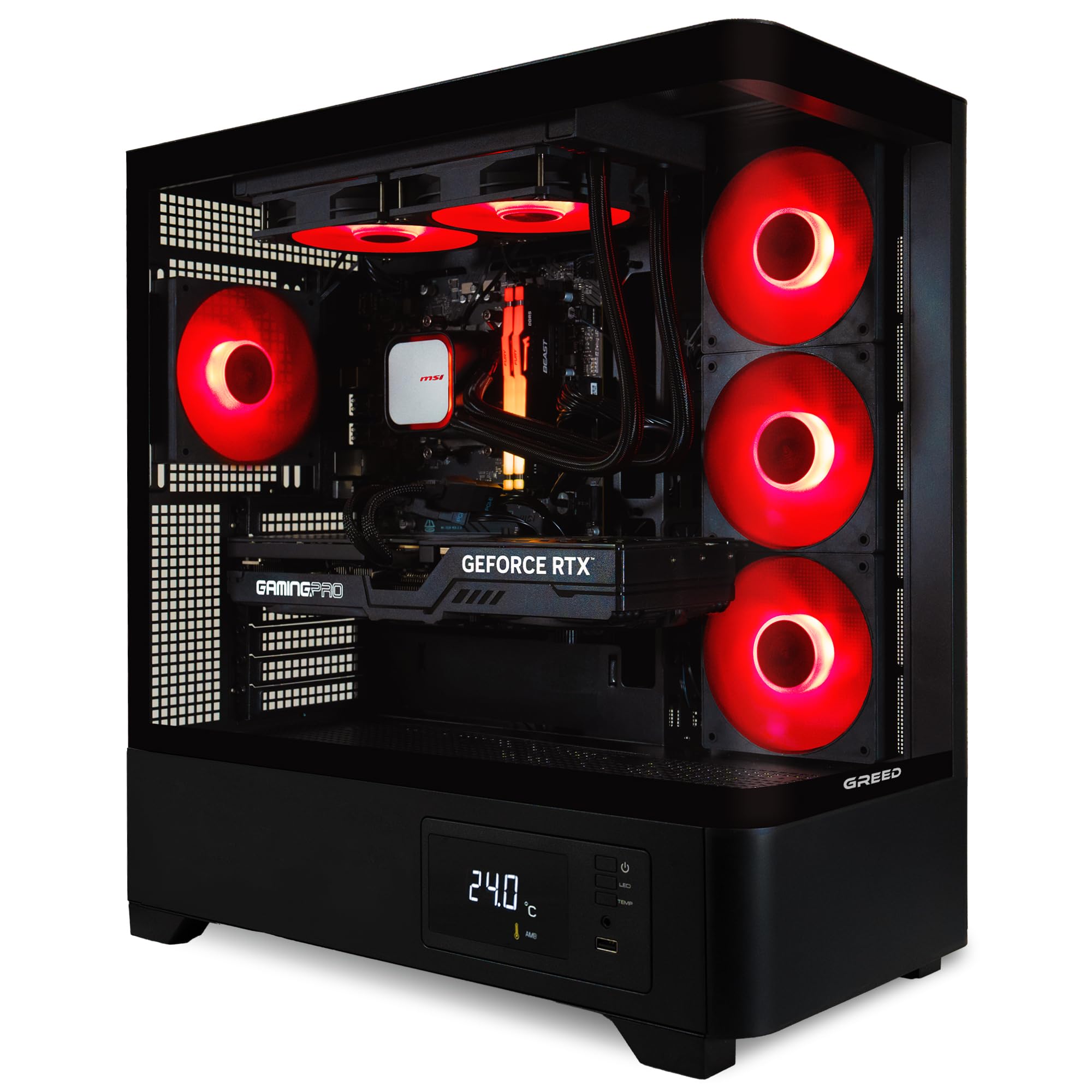 Greed® MKM - PC gaming – AMD Ryzen 5 7500F + Nvidia Geforce RTX 5070Ti 16GB – Desktop/Computer de fisso 4K & ray tracing - 5,0 GHz - 32GB DDR5 RAM - 1TB SSD + Wi-Fi & Windows 11 Pro