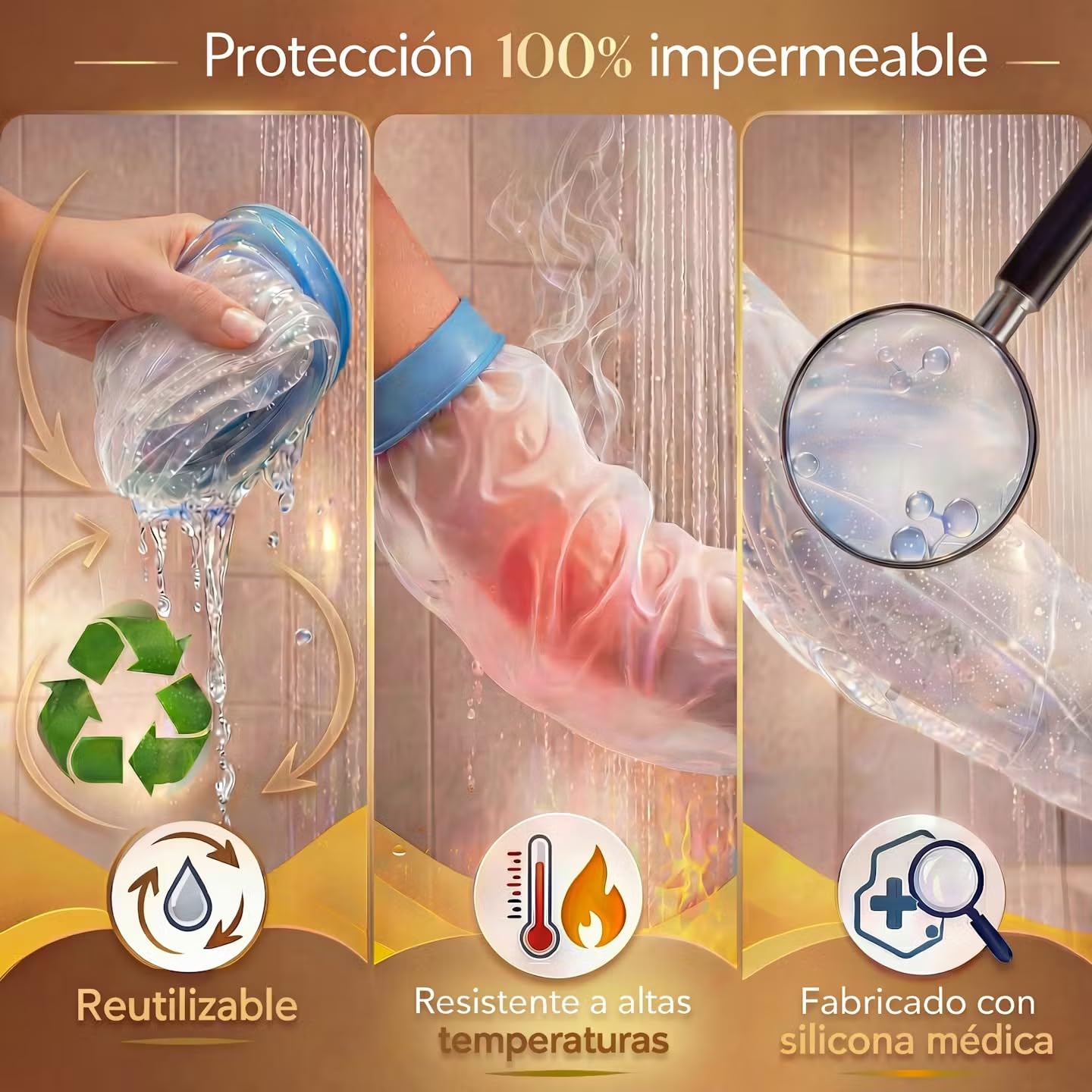 Protector Picc Brazo Ducha - Mangas para Brazos Impermeable - Protector Escayola Brazo Adulto y Cubre tatuajes- Protección para Heridas y Quemaduras - Protector Antebrazo