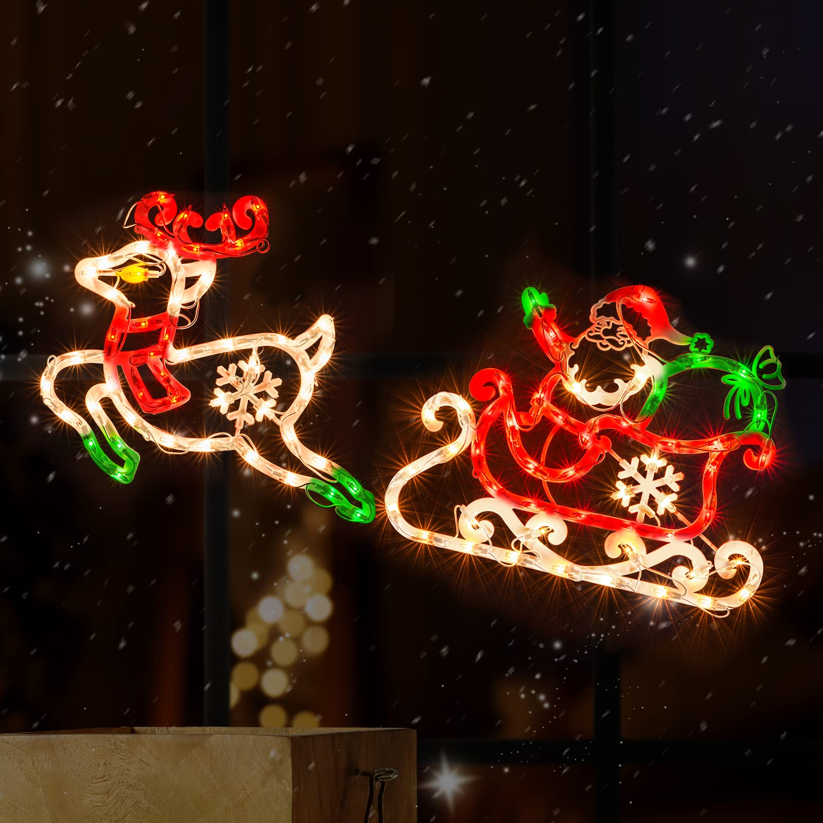 Sculpture de Noël de 50 L, y compris : 1 renne, 1 Père Noël dans un traîneau