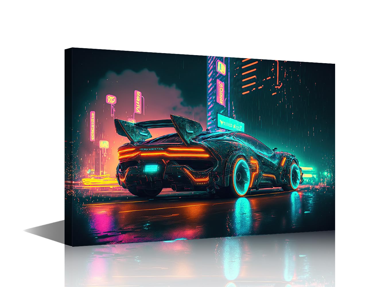 TISHIRON 1 Piece Large Wall Art for Living Room Supercar Canvas Art Wall Decor Sports Car Modern Paintings for Bedroom Office Urban Framed Art Ready to Hang for Home - 36x24in