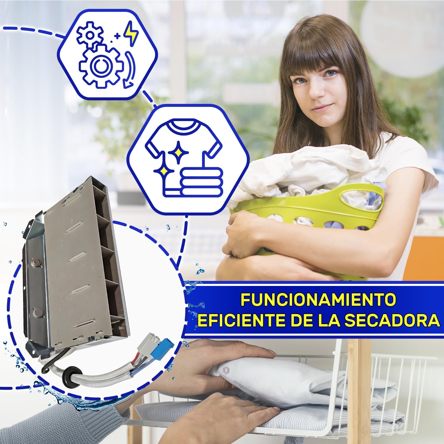 Resistencia para Secadora de Ropa 1600+900W 220-240V con Código Original 2970101400 2970100800 2970100100 para Beko para Arçelik - Garantía de 10 Años - MONTERAL
