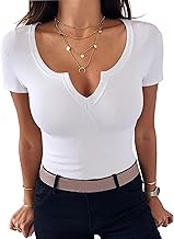 Aottori Summer Tops for Women UK Short Sleeve T Shirts Ladies Square Neck Ribbed Slim Fit Tee Shirts Casual Lightweight Basic Tunic Top