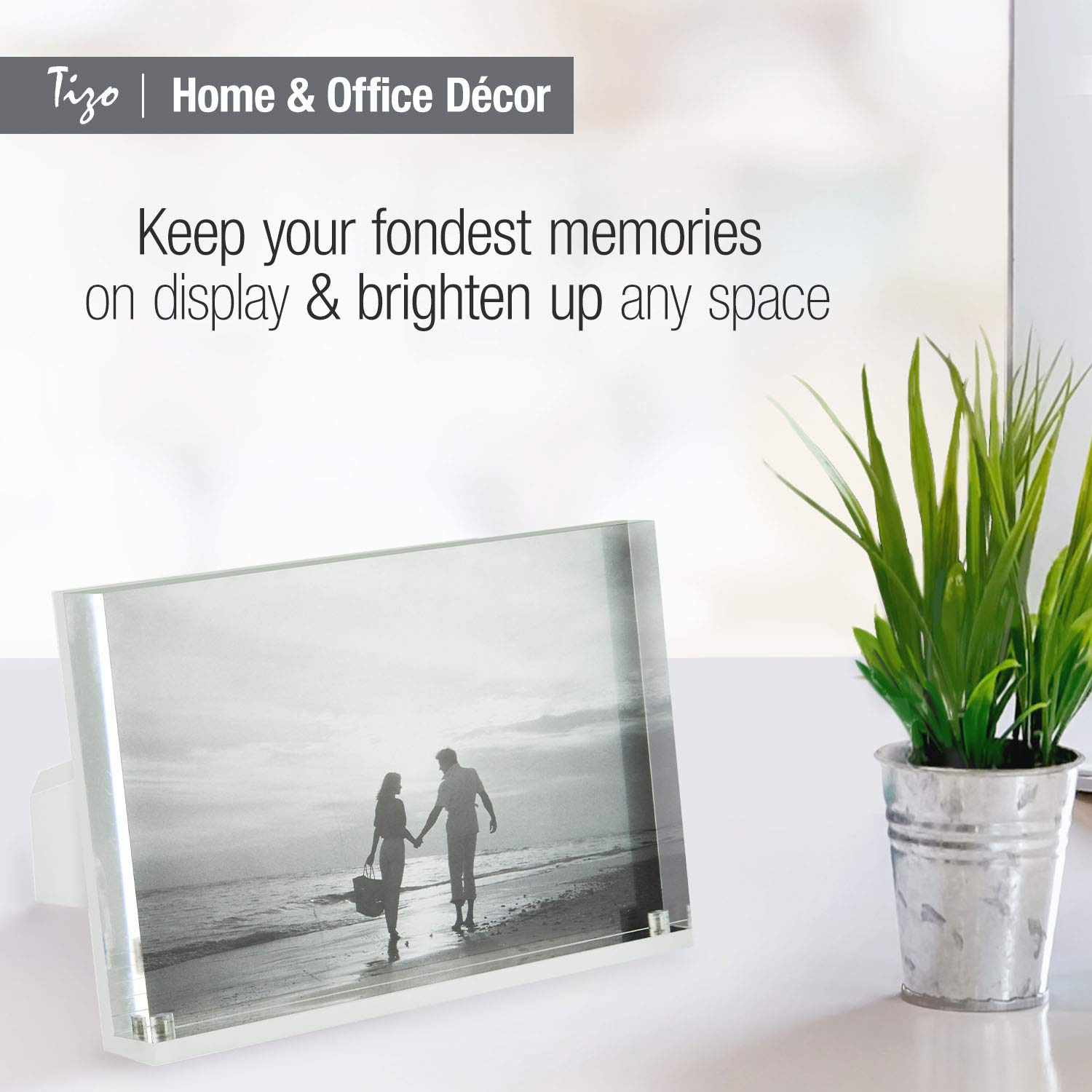新品ふ⭐︎  ステンレススチール フォトフレーム Amazon.com - TIZO Design Vertical 4x4 Lucite Picture Frame