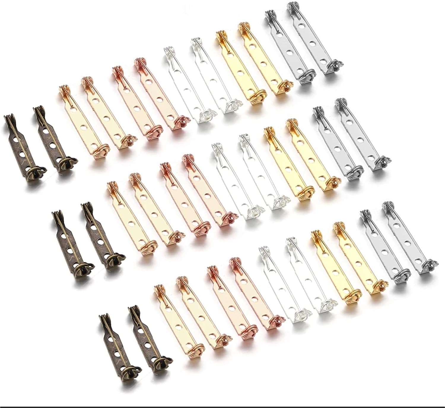 Locking Pin Backs 500pcs Brooch Clip Base Pins Safety Lock Blank Settings Needles for DIY Jewelry Making Findings(Rhodium,35mm 500pcs)