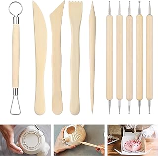 10 Stück Modellierwerkzeug Set, Töpferwerkzeug Ton Werkzeug Skulptur Ton Schnitzwerkzeug Sculpting Werkzeug Polymer Clay Tools für DIY Basteln Skulptur Keramik Töpfer Tonschnitz Schnitzen