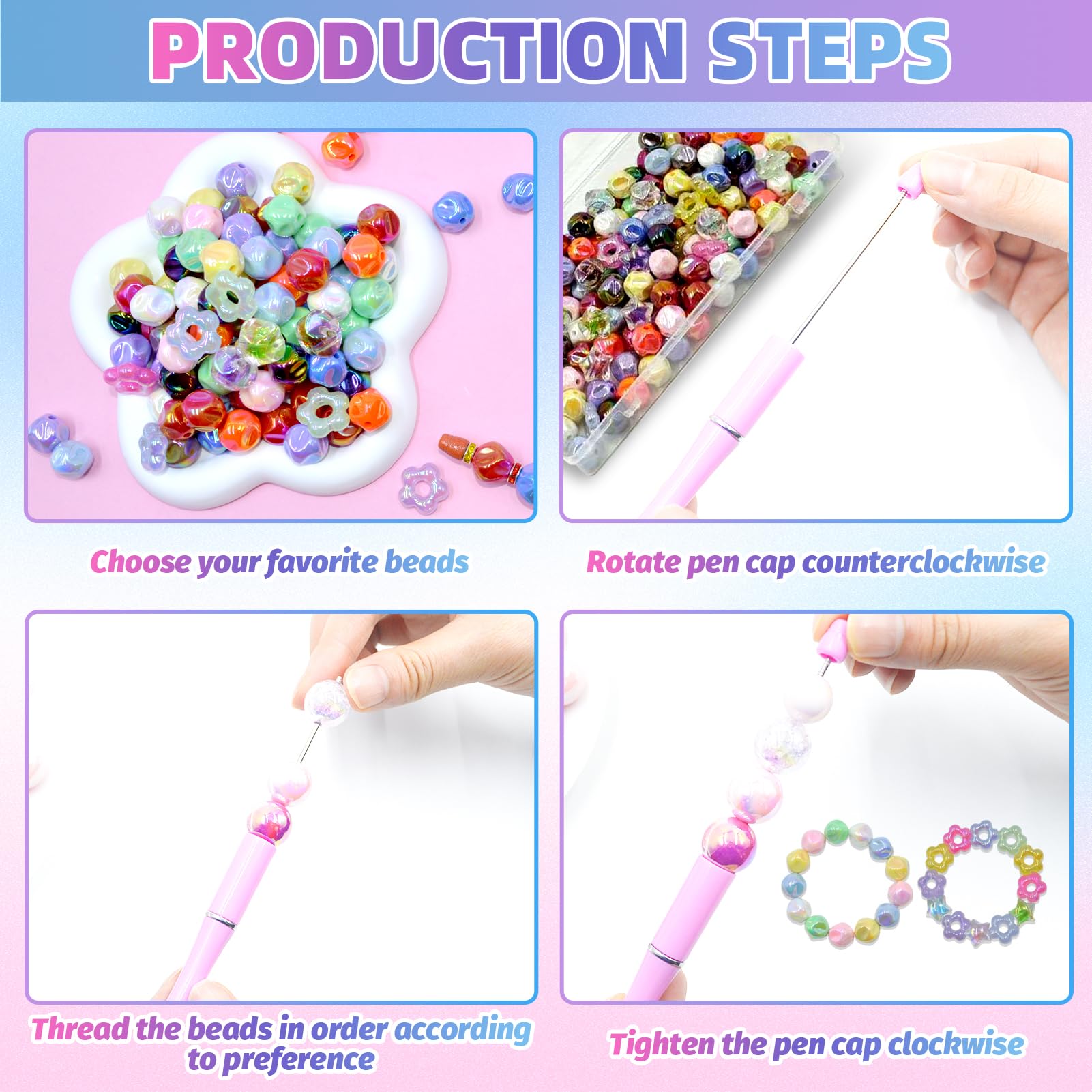 231 cuentas para bolígrafos, juego de cuentas sueltas acrílicas de 16 mm, kit de cuentas para manualidades, apto para hacer joyas, pulseras, bolígrafos con cuentas y cuentas focales, bonitas cuentas