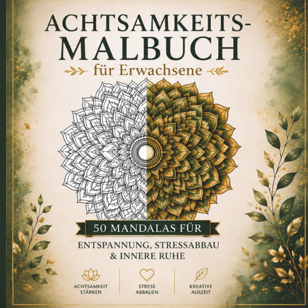 Achtsamkeits‑Malbuch für Erwachsene: Mit inspirierenden Sprüchen für Achtsamkeit, Selbstliebe und innere Ruhe