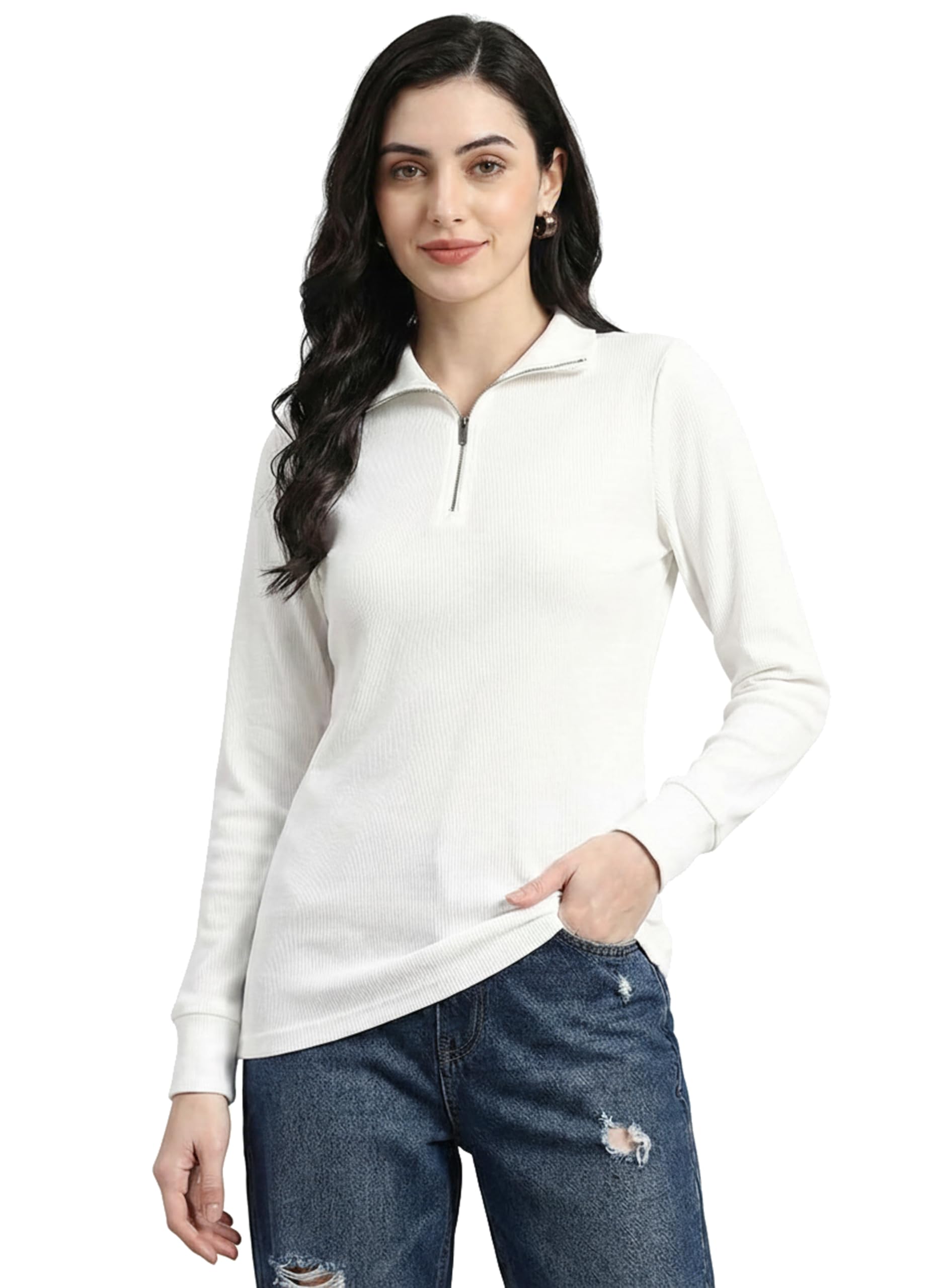 whiteheaven Womens Winter Season Zipper Highneck Full Sleeves/Zip Highneck Pullover/Womens Turtle Neck/Zipper Highneck T-Shirt-picture-31