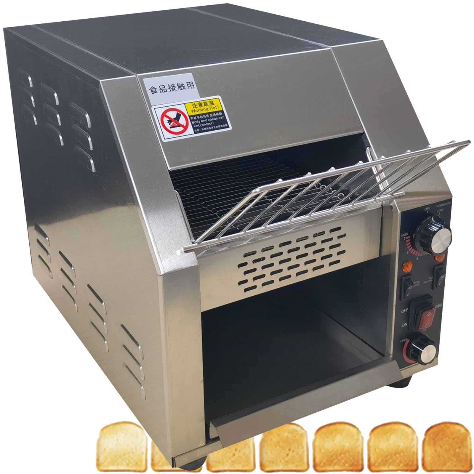 Tostapane industriale con doppio tubo di riscaldamento e regolazione a 7 velocità per bagel e croissant