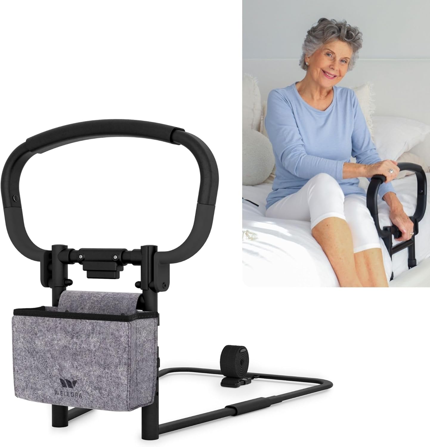 Sturdy Bed Rails for Elderly Adults Safety - Foldable & Adjustable Bed Rail - Supports up to 330lbs - Fit King, Queen, Full, Twin - Bed Guard Rail for Seniors WELLORA