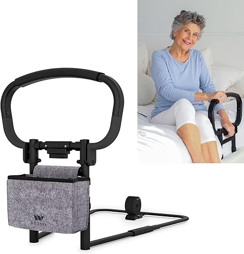 Rieles de cama resistentes para la seguridad de adultos mayores, riel de cama plegable y ajustable, soporta hasta 330 libras, apto para tamaño King,
